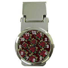 Flower Seamless Tile Background Money Clip Watches