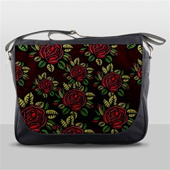 Flower Seamless Tile Background Messenger Bag by Vaneshart