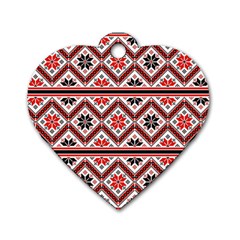 Folklore Ethnic Pattern Background Dog Tag Heart (two Sides) by Vaneshart