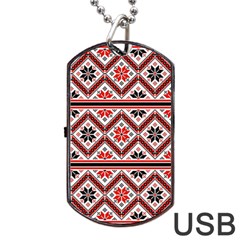 Folklore Ethnic Pattern Background Dog Tag Usb Flash (two Sides) by Vaneshart