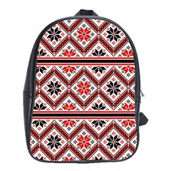 Folklore Ethnic Pattern Background School Bag (xl) by Vaneshart