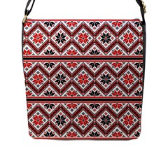 Folklore Ethnic Pattern Background Flap Closure Messenger Bag (l) by Vaneshart