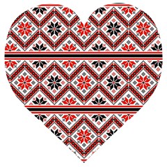 Folklore Ethnic Pattern Background Wooden Puzzle Heart by Vaneshart