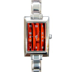 Orange Seamless Bamboo Background Rectangle Italian Charm Watch by Vaneshart