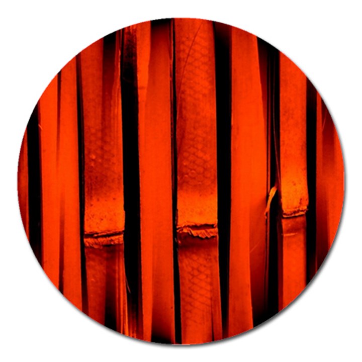 Orange Seamless Bamboo Background Magnet 5  (Round)