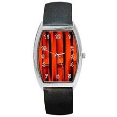 Orange Seamless Bamboo Background Barrel Style Metal Watch by Vaneshart