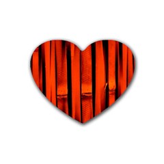 Orange Seamless Bamboo Background Heart Coaster (4 Pack)  by Vaneshart