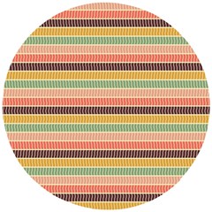 Vintage Stripes Lines Background Wooden Puzzle Round