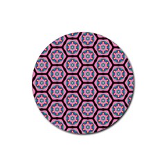 Background Pattern Tile Flower Rubber Coaster (round)  by Vaneshart