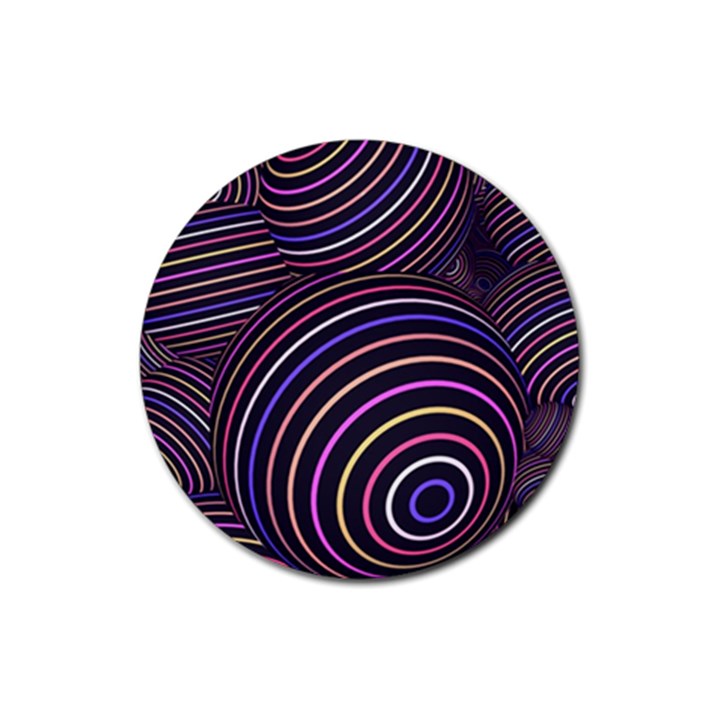 Abtract Colorful Spheres Rubber Coaster (Round) 