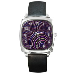 Abtract Colorful Spheres Square Metal Watch by Vaneshart