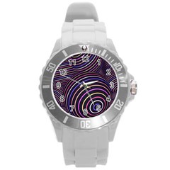 Abtract Colorful Spheres Round Plastic Sport Watch (l) by Vaneshart