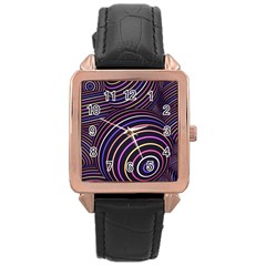 Abtract Colorful Spheres Rose Gold Leather Watch 