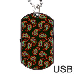 Seamless Paisley Pattern Dog Tag Usb Flash (two Sides) by Vaneshart