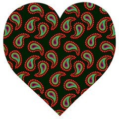 Seamless Paisley Pattern Wooden Puzzle Heart