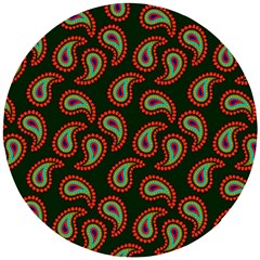 Seamless Paisley Pattern Wooden Puzzle Round by Vaneshart