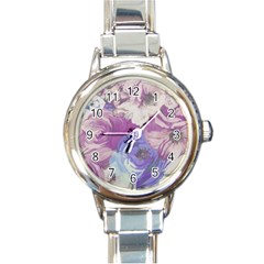 Floral Vintage Wallpaper Pattern Round Italian Charm Watch by Vaneshart