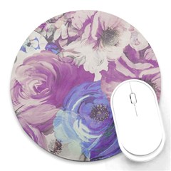 Floral Vintage Wallpaper Pattern Round Mousepads by Vaneshart