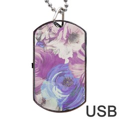 Floral Vintage Wallpaper Pattern Dog Tag Usb Flash (one Side) by Vaneshart