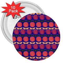 Vector Flower Floral 3  Buttons (10 Pack)  by Vaneshart