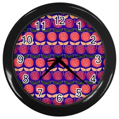 Vector Flower Floral Wall Clock (black) by Vaneshart