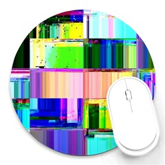 Glitch Art Abstract Round Mousepads by Vaneshart