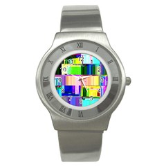 Glitch Art Abstract Stainless Steel Watch by Vaneshart