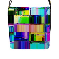 Glitch Art Abstract Flap Closure Messenger Bag (l) by Vaneshart