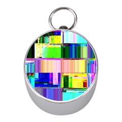 Glitch Art Abstract Mini Silver Compasses by Vaneshart