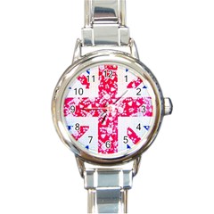 British Flag Abstract Round Italian Charm Watch by Vaneshart