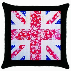 British Flag Abstract Throw Pillow Case (black) by Vaneshart