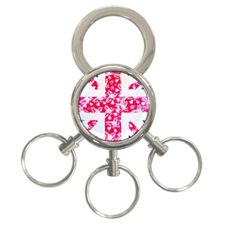 British Flag Abstract 3-Ring Key Chain