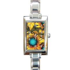 Floral Pattern Background Rectangle Italian Charm Watch by Vaneshart