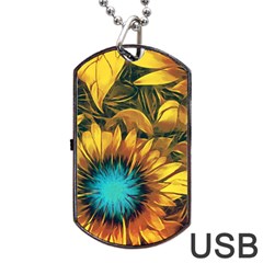 Floral Pattern Background Dog Tag Usb Flash (two Sides) by Vaneshart