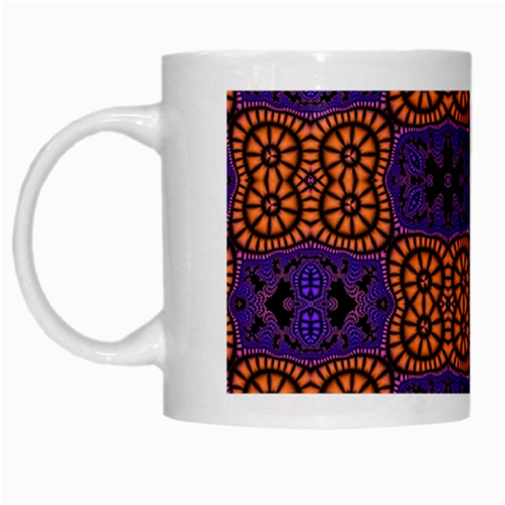 Abstract Clutter Pattern Vintage White Mugs