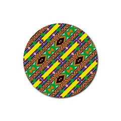 Diagonal Stripes                                            Rubber Round Coaster (4 Pack) by LalyLauraFLM