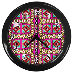 Red Rhombus And Other Shapes                                             Wall Clock (black) by LalyLauraFLM