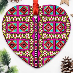 Red Rhombus And Other Shapes                                             Ornament (heart) by LalyLauraFLM