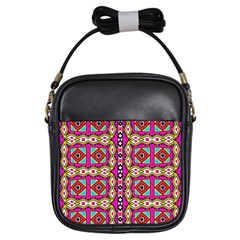 Red Rhombus And Other Shapes                                             Girls Sling Bag