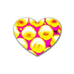 Pop Art Tennis Balls Rubber Coaster (heart)  by essentialimage