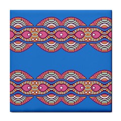 Shapes Chains On A Blue Background                                              Tile Coaster by LalyLauraFLM