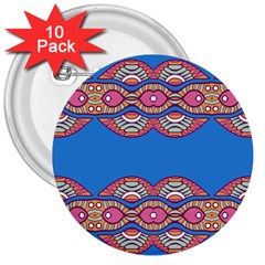 Shapes Chains On A Blue Background                                              3  Button (10 Pack) by LalyLauraFLM