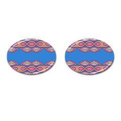 Shapes Chains On A Blue Background                                              Cufflinks (oval) by LalyLauraFLM