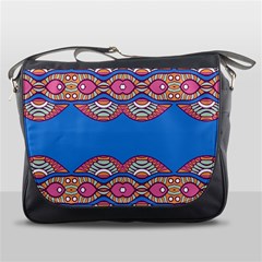 Shapes Chains On A Blue Background                                              Messenger Bag by LalyLauraFLM