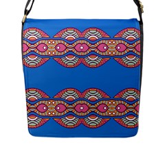 Shapes Chains On A Blue Background                                              Flap Closure Messenger Bag (l) by LalyLauraFLM