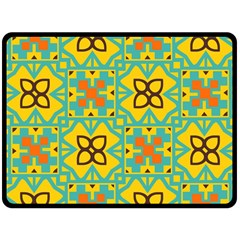 Flowers In Squares Pattern                                              Fleece Blanket by LalyLauraFLM