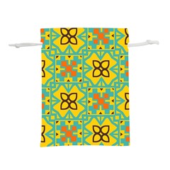 Flowers In Squares Pattern                                           Lightweight Drawstring Pouch (l)