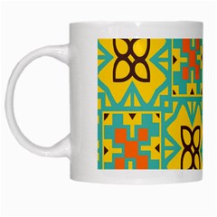 Flowers In Squares Pattern                                               White Mug by LalyLauraFLM