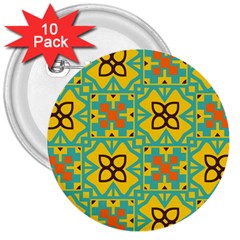 Flowers In Squares Pattern                                               3  Button (10 Pack) by LalyLauraFLM