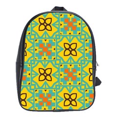 Flowers In Squares Pattern                                               School Bag (large) by LalyLauraFLM